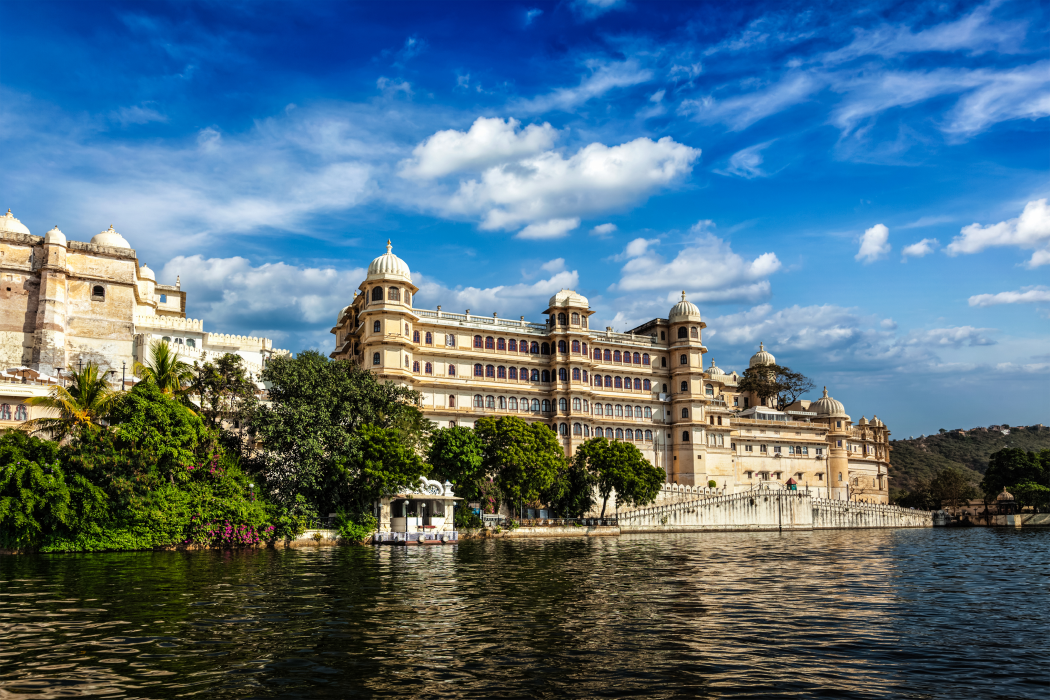 Udaipur City Palace at dusk