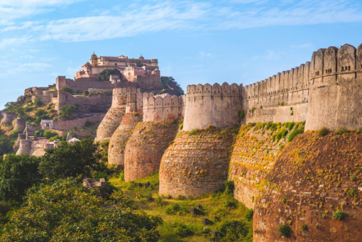 Kumbhalgarh Fort on a green hill